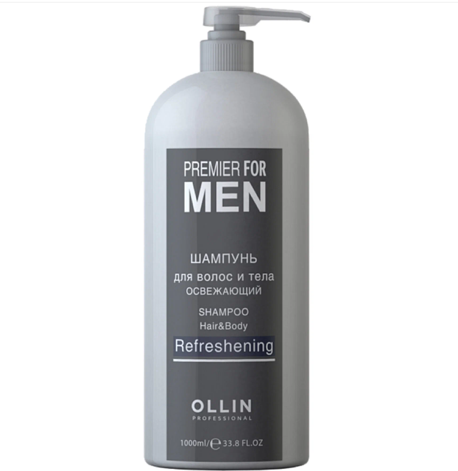 Шампунь для волос и тела освежающий 1000мл/ Shampoo Hair&Body Refreshening OLLIN PREMIER FOR MEN