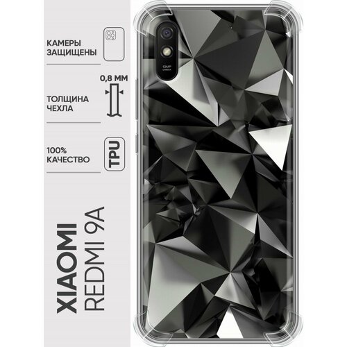 дизайнерский силиконовый чехол для редми 9а xiaomi redmi 9a кот и бабочка Дизайнерский силиконовый с усиленными углами чехол для Редми 9А / Xiaomi RedMi 9A Черные кристаллы