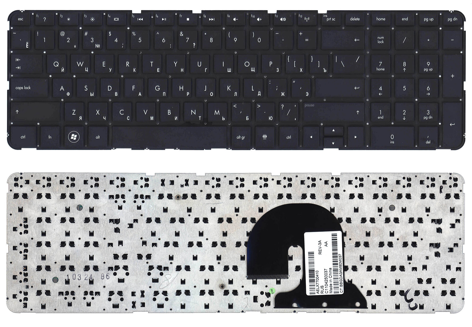 Клавиатура для HP Pavilion DV7-4000 без рамки горизонтальный enter p/n: NSK-HS0UQ 01 9Z. N4DUQ.001