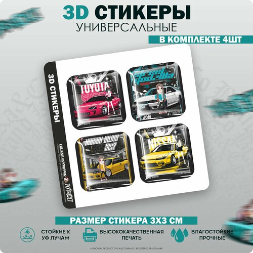3D стикеры наклейки на телефон JDM Набор v4 3d стикеры на телефон наклейки jdm дрифт