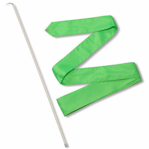 лента гимнастическая разных цветов 4 м Лента гимнастическая с палочкой 50см СЕ4-G, 4м, зеленый