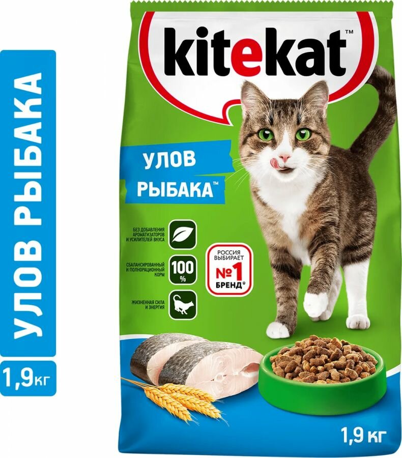 Сухой корм для кошек Kitekat Улов рыбака 1.9 кг