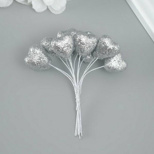 Декоративное сердце для творчества 2х2 см серебро 144 шт 2505₽