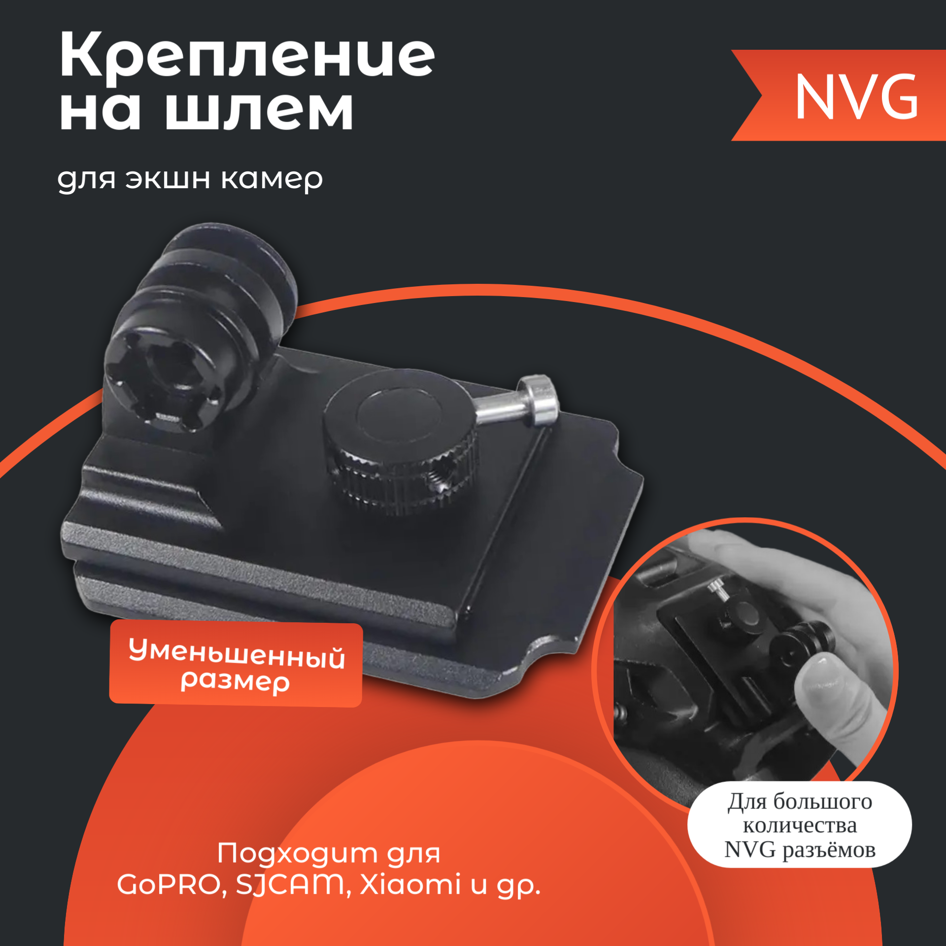 NVG крепление на шлем для экшн камеры GoPro, SJCAM, Xiaomi
