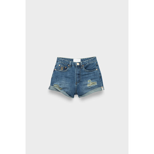 Шорты One Teaspoon shredded gold bandits high waist denim short, размер 28, синий