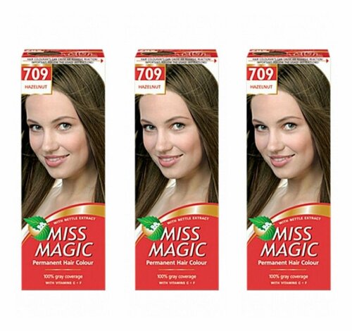 MISS MAGIC Краска для волос, тон 709 Лесной орех, 50 мл, 3 упаковки /