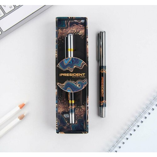 Ручка металл с колпачком Достояние. Природа - лучший художник россии, фурнитура серебро, 1.0 мм