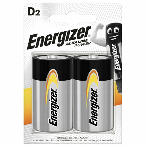 Батарейки Energizer Alkaline Power, щелочные, D, LR20, 1.5В, 2 штуки батарейка d energizer max d lr20 2 штуки e302306800 38980