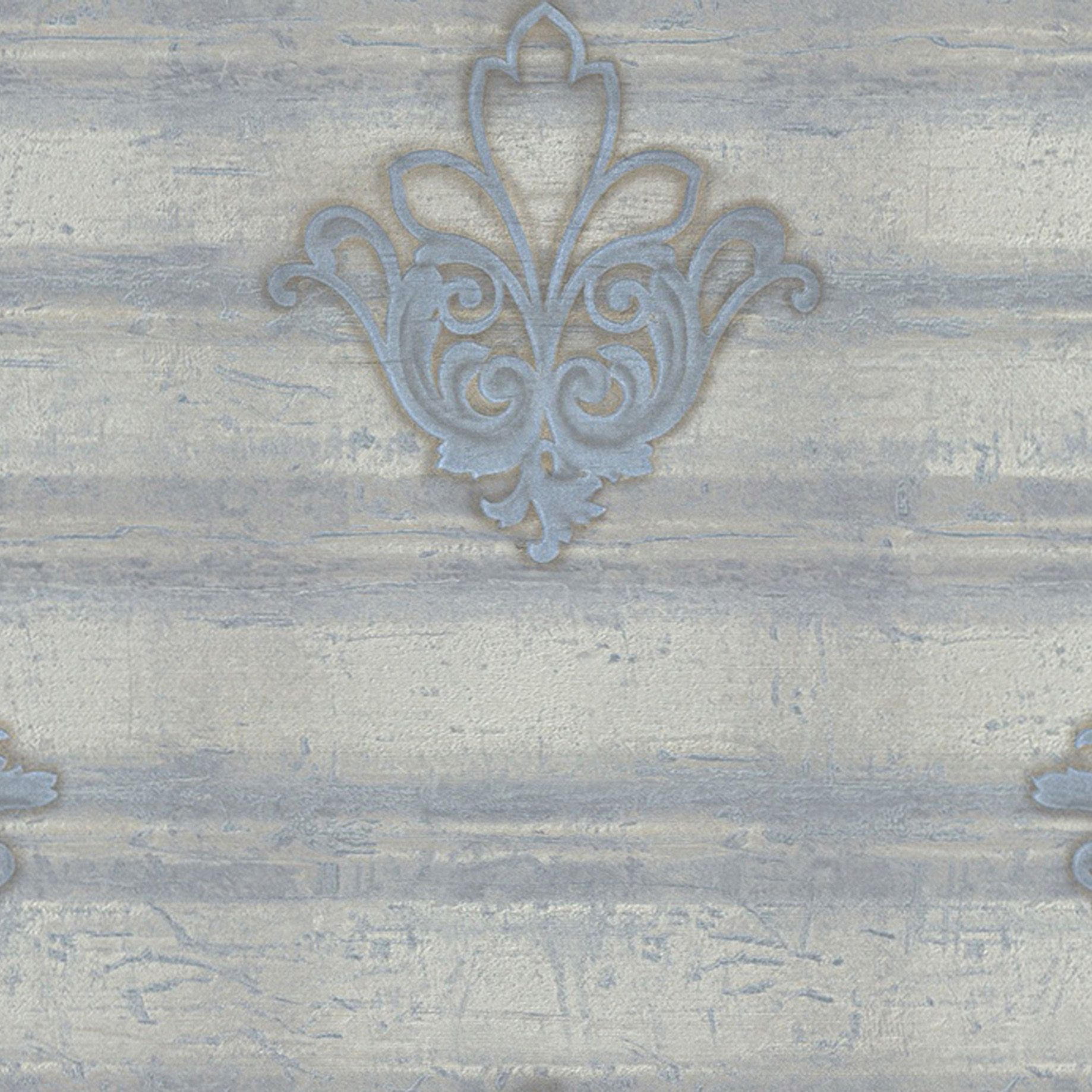 Обои 42356 Gemma Emiliana Parati - итальянские, флизелиновые, голубового тона, с орнаментом, в классическом стиле, длина 10.00м, ширина 0.70м, рекомендуем в коридор.