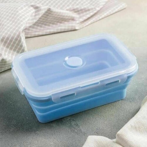 Ланч-бокс складной контейнер для пищи 540 мл голубой 427₽
