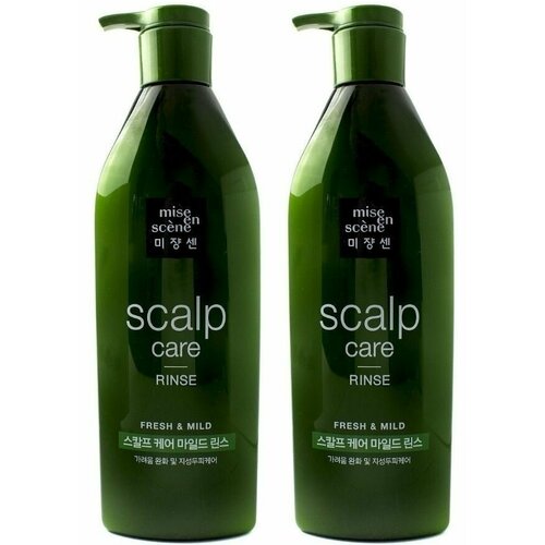 mise en scene кондиционер scalp care rinse с экстрактами зеленого чая и имбиря 680 мл Mise en Scene Укрепляющий кондиционер для чувствительной кожи головы Scalp care Rinse, 680 мл, 2 шт