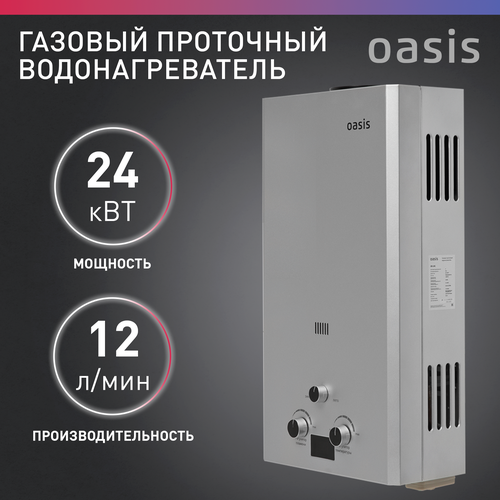 Проточный водонагреватель газовый Oasis OR-24S, серебристый