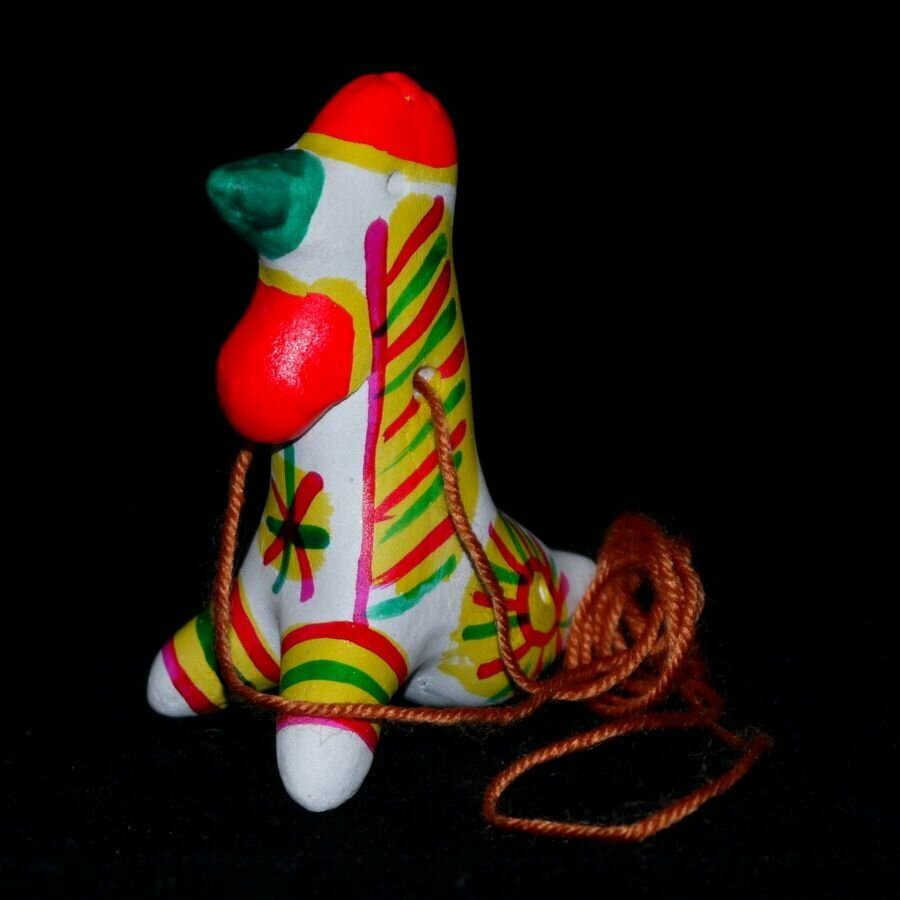 Свисток на веревочке "Петух", Филимоновская глиняная игрушка, ручная авторская работа