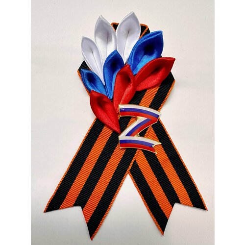 памятный блокнот участникам акции бессмертный полк на день победы Брошь Кокошники Надежды, оранжевый, синий