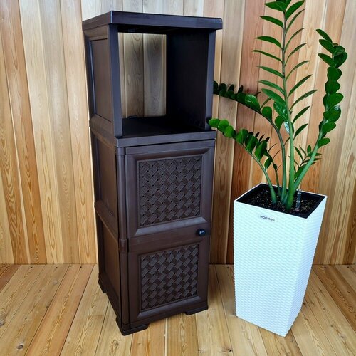 Тумба УЮТ пластиковая усиленная 405х42х1225 h 3 этажа 1 левая плетёная дверца Цвет Коричневый Арт Э-177-Д 9800₽