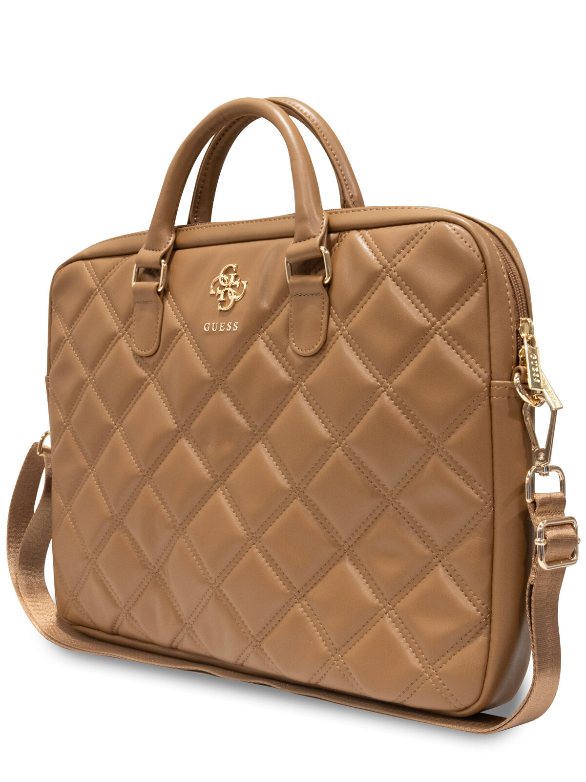 Guess для ноутбуков 15"/16" сумка Quilted Bag 4G metal logo with Zipper Brown