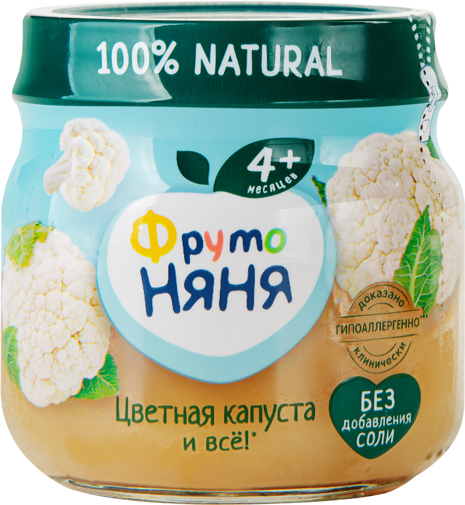 Пюре овощное фрутоняня Цветная капуста, с 4 месяцев, 80г