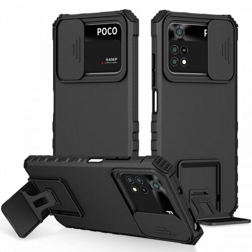 CamShield Holder Противоударный чехол-подставка для Xiaomi Poco X4 Pro 5G с защитой камеры накладка nillkin camshield case с защитой камеры для xiaomi poco x3 gt черный