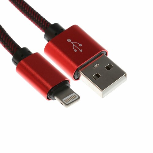 Кабель Lightning - USB 21 А оплётка нейлон 1 метр красный 313₽