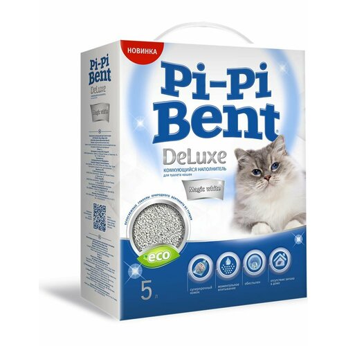 Комкующийся наполнитель для кошачьих туалетов Pi-Pi Bent DeLuxe Magic white, 5 л