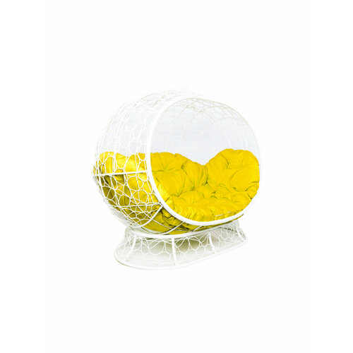 Диван M-group улей на ножках с ротангом белый жёлтая подушка 37950₽