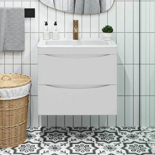 Vivon Тумба с раковиной Ostin 60 подвесная белая матовая