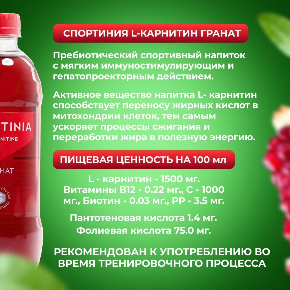 Л-карнитин жидкий жиросжигатель L-carnitine 12 бутылок Гранат