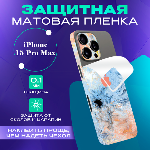 Защитная пленка на iPhone 15 Pro Max с текстурным принтом голубой, голубой, розовый