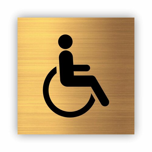 Туалет для инвалидов табличка Point 112*112*1,5 мм. Золото стрелка направления 90° табличка point 112 112 1 5 мм золото