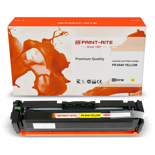 Картридж Print-Rite PR-054H YELLOW, желтый, 2300 страниц, совместимый для Canon i-SENSYS LBP 621Cw/ 623Cdw, MF 641Cw/ 643Cdw/ 645Cx картридж лазерный print rite tfca05bpu1j pr 054 black 054 black черный 3100стр для canon lbp 621cw 623cdw 641cw 643cdw