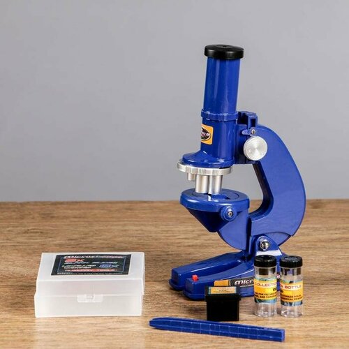 Микроскоп Биология кратность увеличения 450х 200х 100х с подсветкой синий 1191₽
