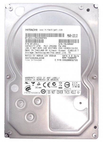 Жесткий диск Hitachi HDS722020ALA330 2Tb SATAII 3,5" HDD