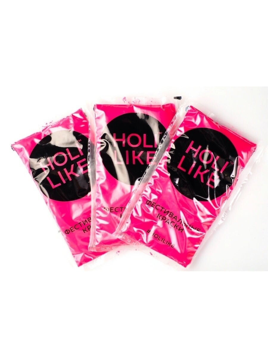 Holi Like Краски холи для фестивалей и праздников Набор из 3х пакетов малиновой 300 г