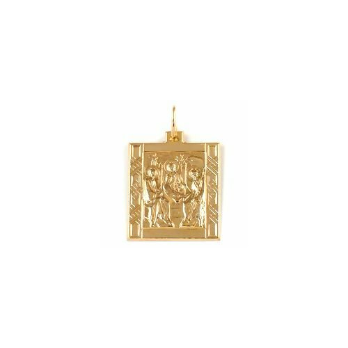 Подвеска ЗлатаМира, красное золото, 585 проба икона святая троица в росписи