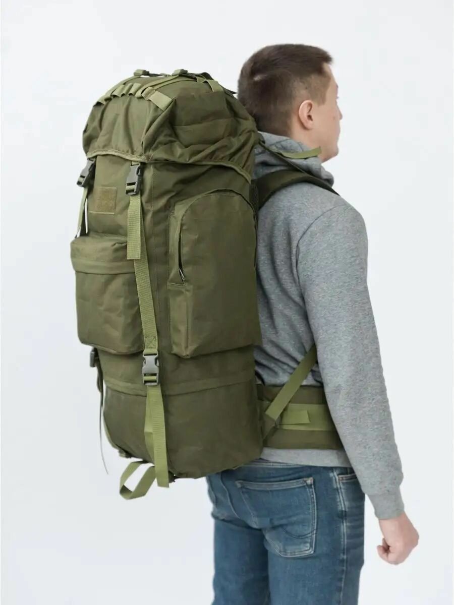 фото Походный туристический рюкзак Шторм/баул армейский тактический с дождевиком и карскасом 70 литров