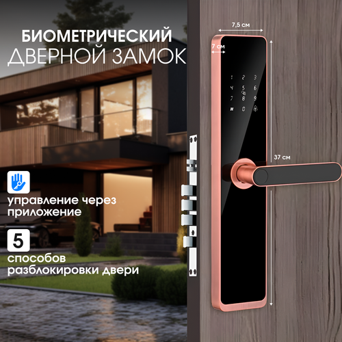 дверной смарт замок tuya smartlife дистанционное управление через приложение bluetooth сканер отпечатков пальцев биометрический с кодом пароля Умный дверной замок с отпечатком пальца