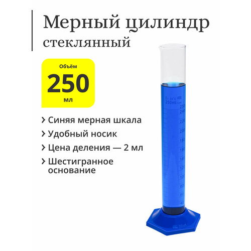 Мерный цилиндр, стеклянный, 250 мл