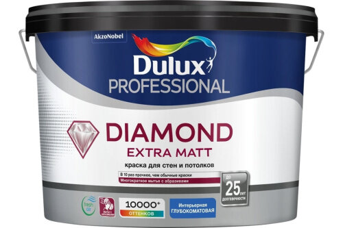 Краска Dulux Professional Diamond Extra Matt, глубокоматовая, ВС, 9 л 5775803