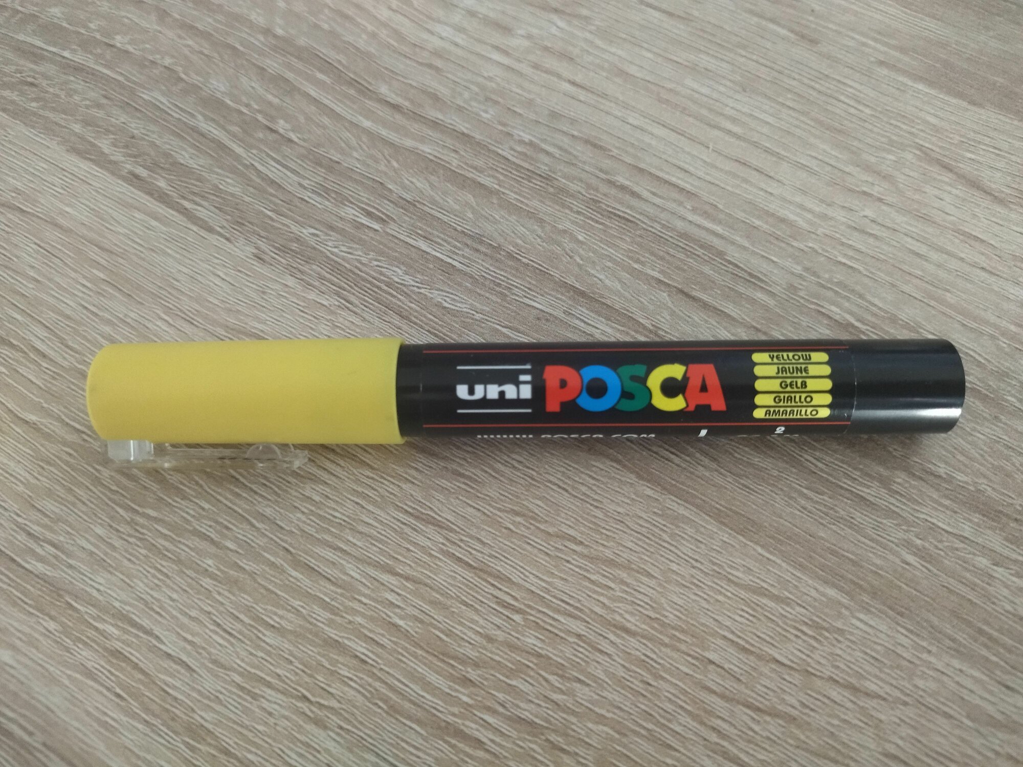 Маркер для рисования и творчества POSCA PC-5M, 1.8 - 2.5 мм, пулевидный наконечник, цвет 73, ярко-желтый