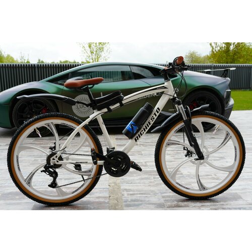 Велосипед горный RICHIESTO на литых дисках 26 дюймов дисковые тормоза рама 185 белый с коричневым 27700₽