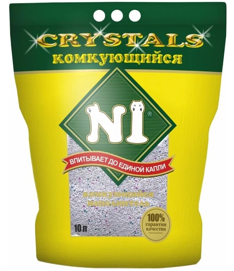 Комкующийся наполнитель N1 Crystals Комкующийся, 10л