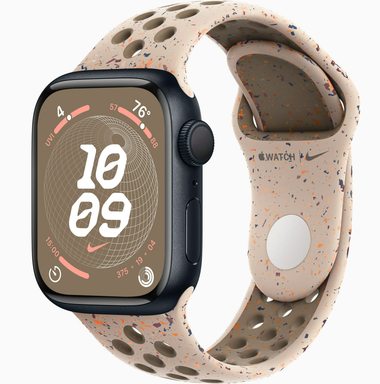 Умные часы Apple Watch Series 9 41 mm, Midnight Aluminum GPS, NIKE Sport Band Desert Stone M/L