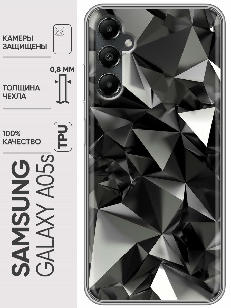 Дизайнерский силиконовый чехол для Самсунг А05с / Samsung Galaxy A05s Черные кристаллы