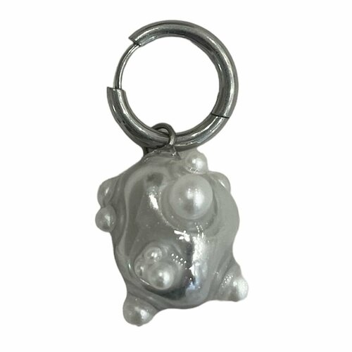 Моносерьга ручной работы Пузыри серебряная полимерная глина 1799₽