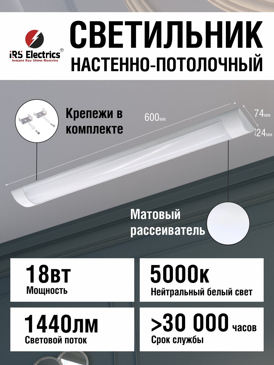 Светильник светодиодный настенно-потолочный 18 Вт