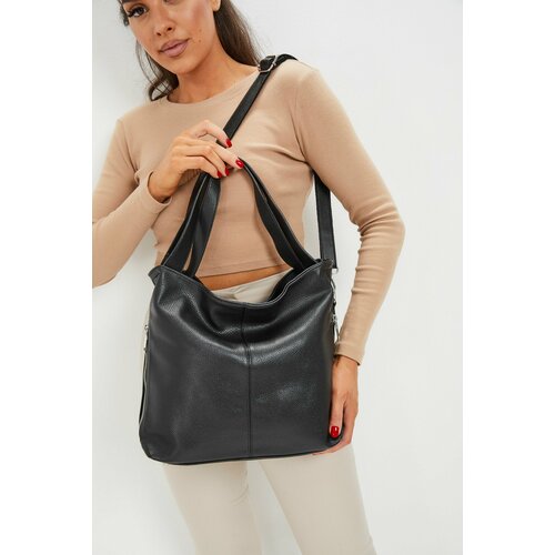 Сумка хобо 2GO, фактура зернистая, черный