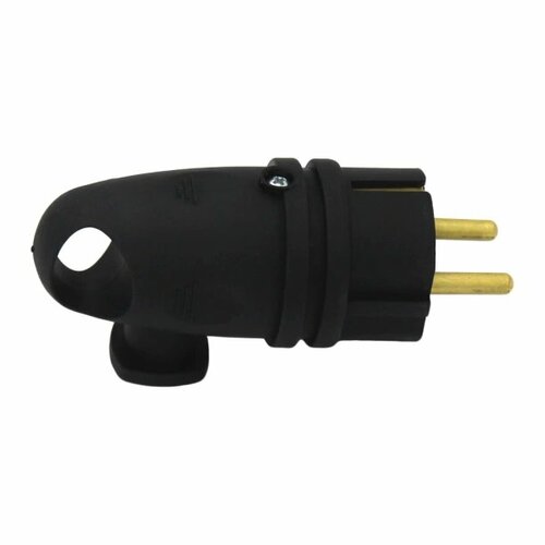 Вилка с заземлением свет В16-002 угловая с кольцом каучуковая