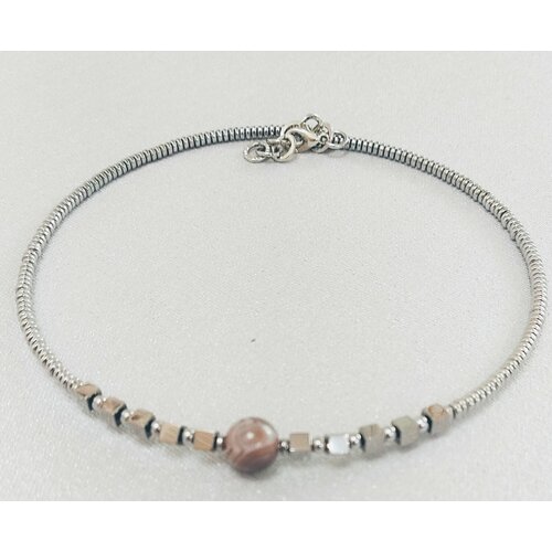 Чокер, агат, длина 44 см, бежевый