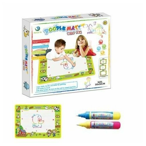 Водная раскраска Волшебный коврик, маркеры в комплекте, односторонний, размер 50х36 / Игровой коврик для рисования водой / Набор для рисования
