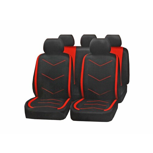 Авточехлы универсальные М черно-красная строчка 9 предметов PREMIER 3038₽